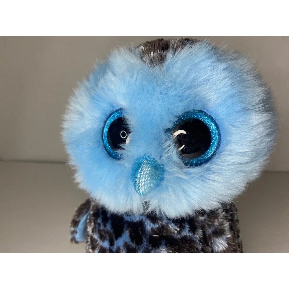 Ty Beanie Boos Yago Blue Owl Plush‎ Spotted Black Blue Glitter Eyes 6 inch 2018